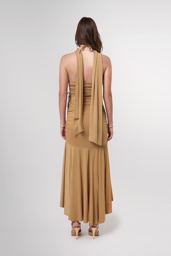 Artemis Ruched Cut Out Jersey Maxi Dress