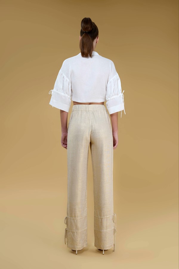 Junipero Gold Palazzo Linen Blend Pants