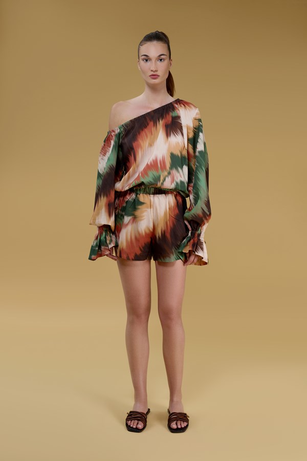 Theia Printed Off Shoulder Top