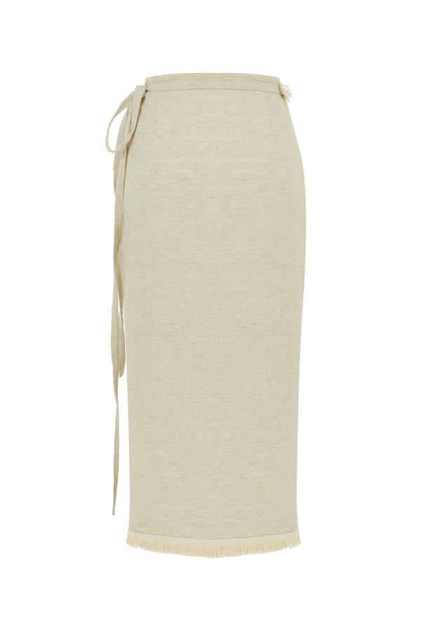 Barley Linen Fringe Wrap Skirt