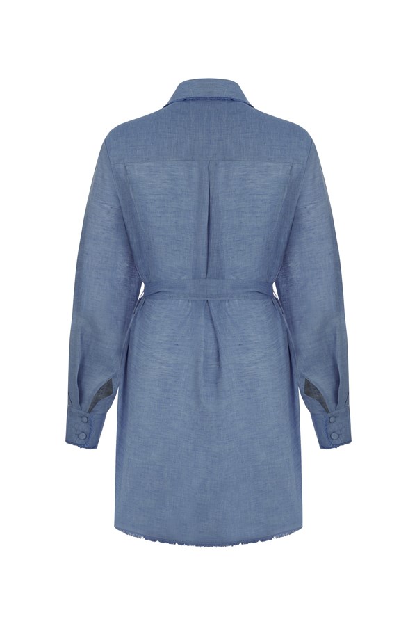 Sky Blue Short Linen Kaftan