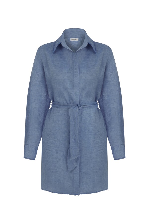 Sky Blue Short Linen Kaftan