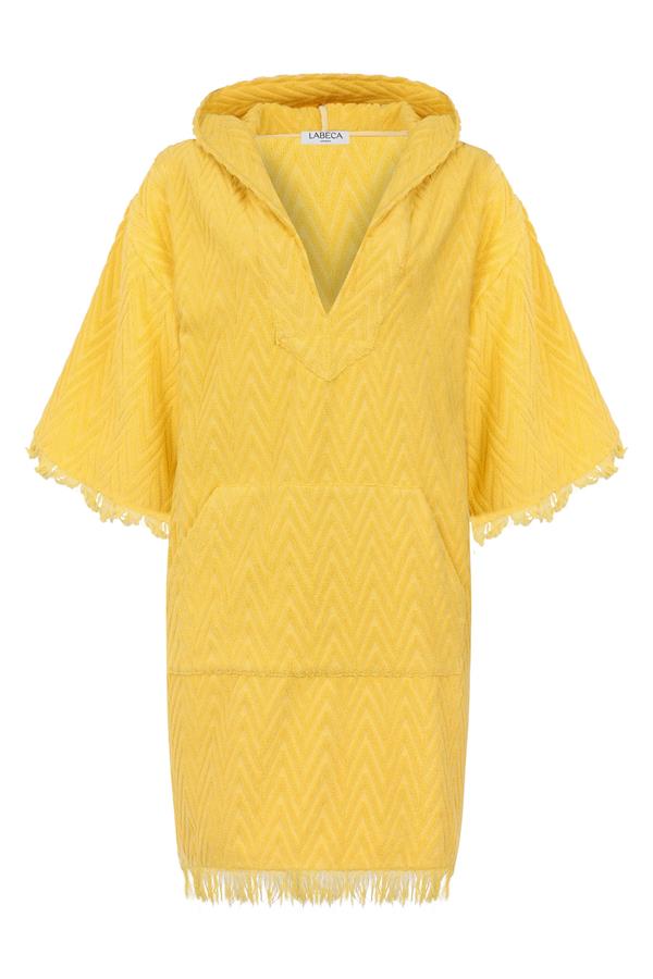 Sunshine Yellow Zig Zag Terry Hooded Dress