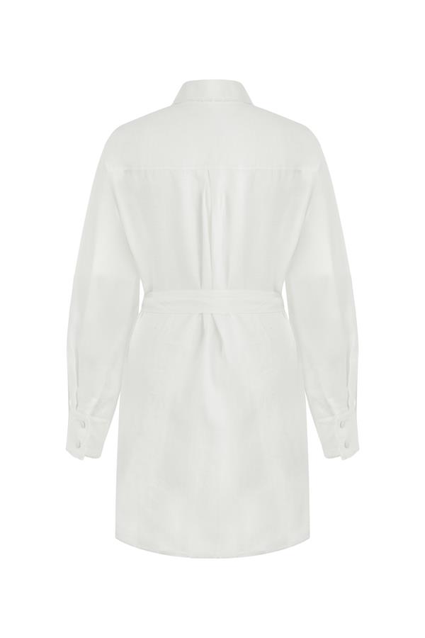 White Short Linen Kaftan