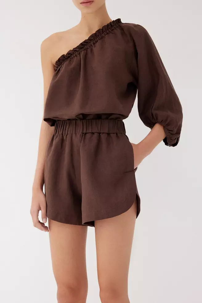 Chocolate Linen Shorts