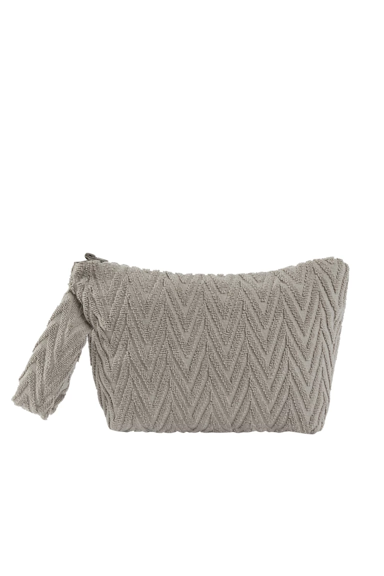 Stone Grey Zig Zag Terry Pouch