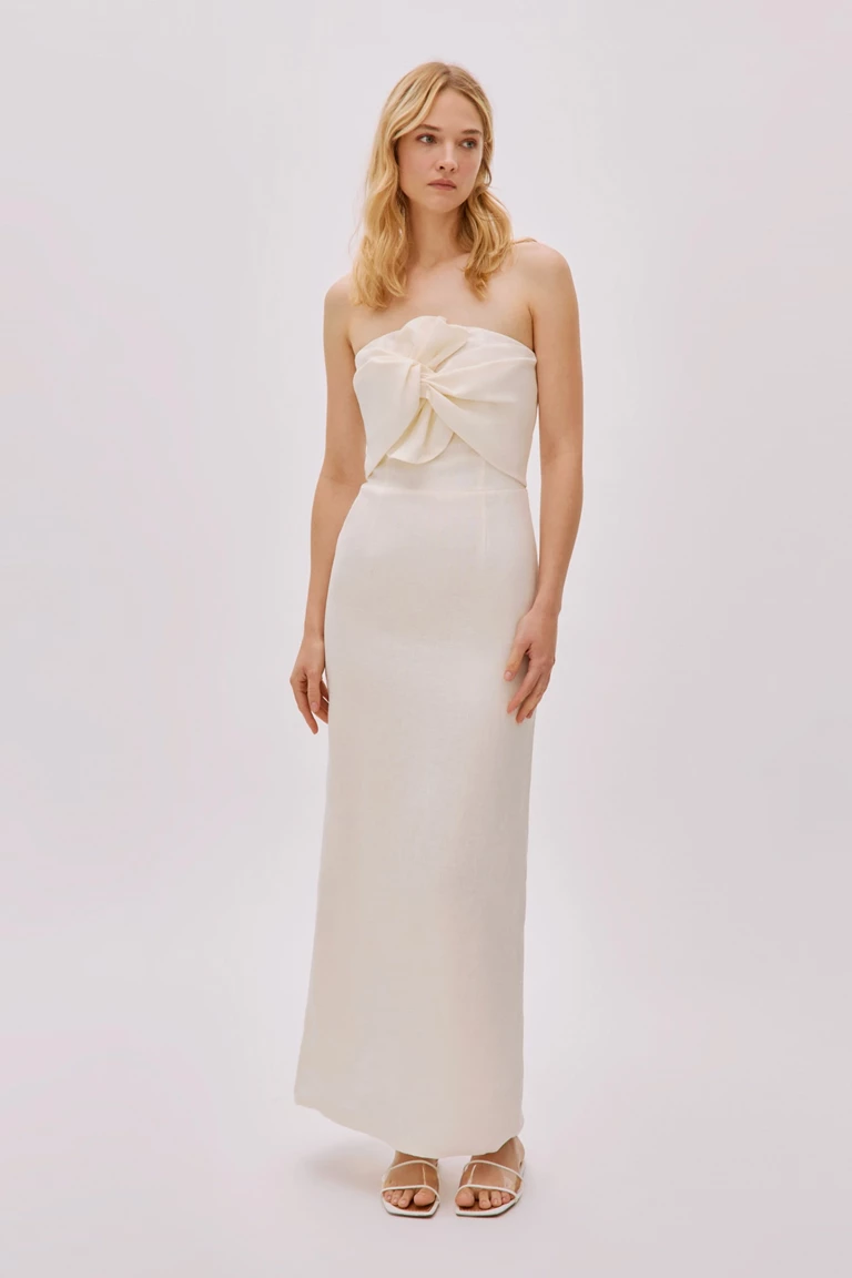 Alaia Off-White Linen Twist Maxi Dress