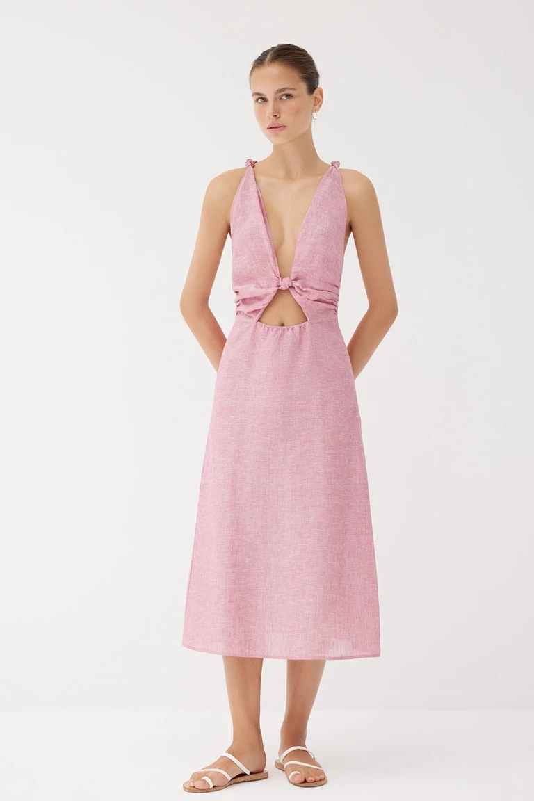 Dahlia Rose Linen Crossback Dress