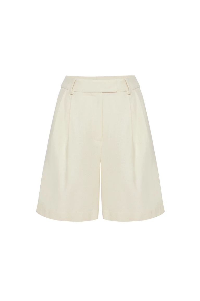Tara Ecru Wool Relaxed Shorts