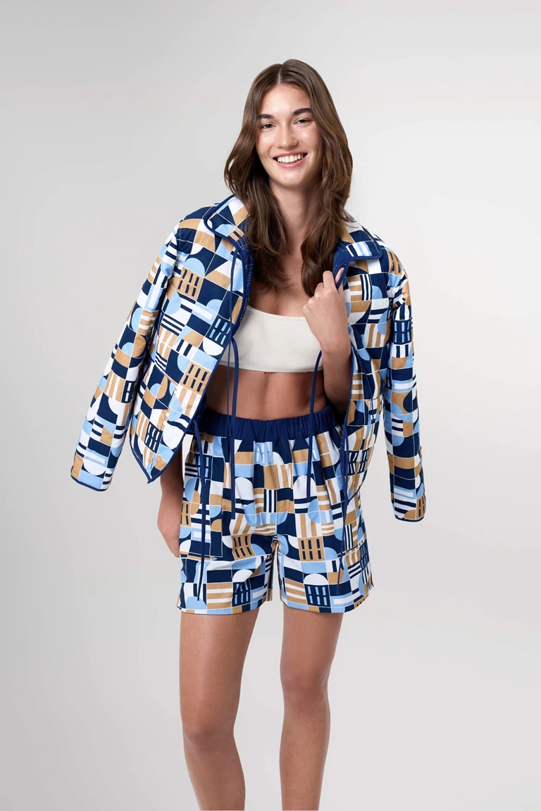 Serena Geometric Tie Front Jacket