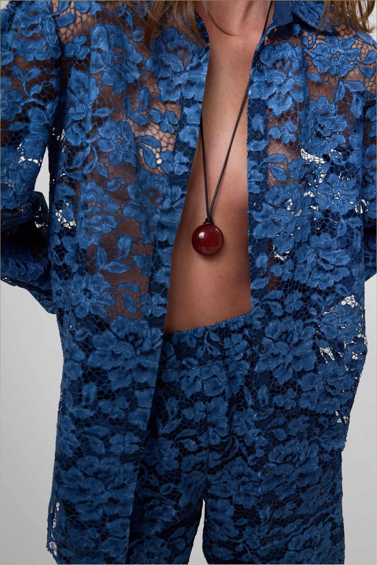 Anna Washed Indigo Lace Shirt