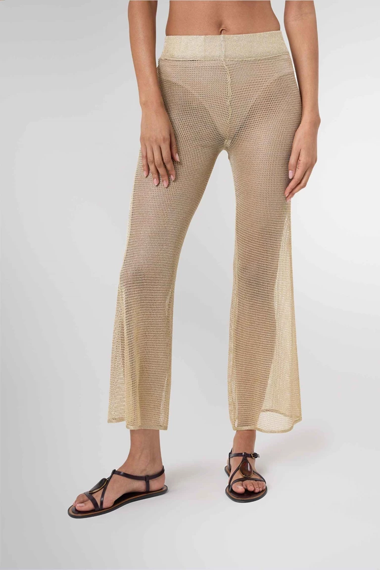 Giselle Gold Sheer Knit Pants