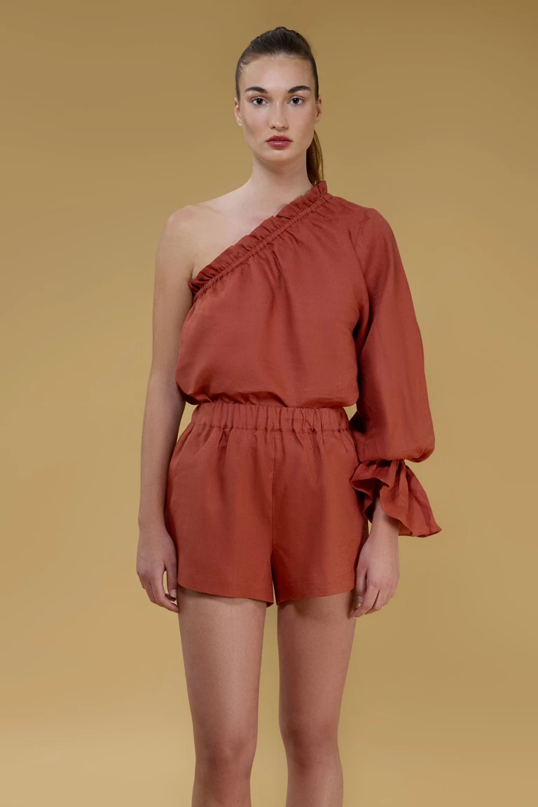 Theia Off Shoulder Linen Top