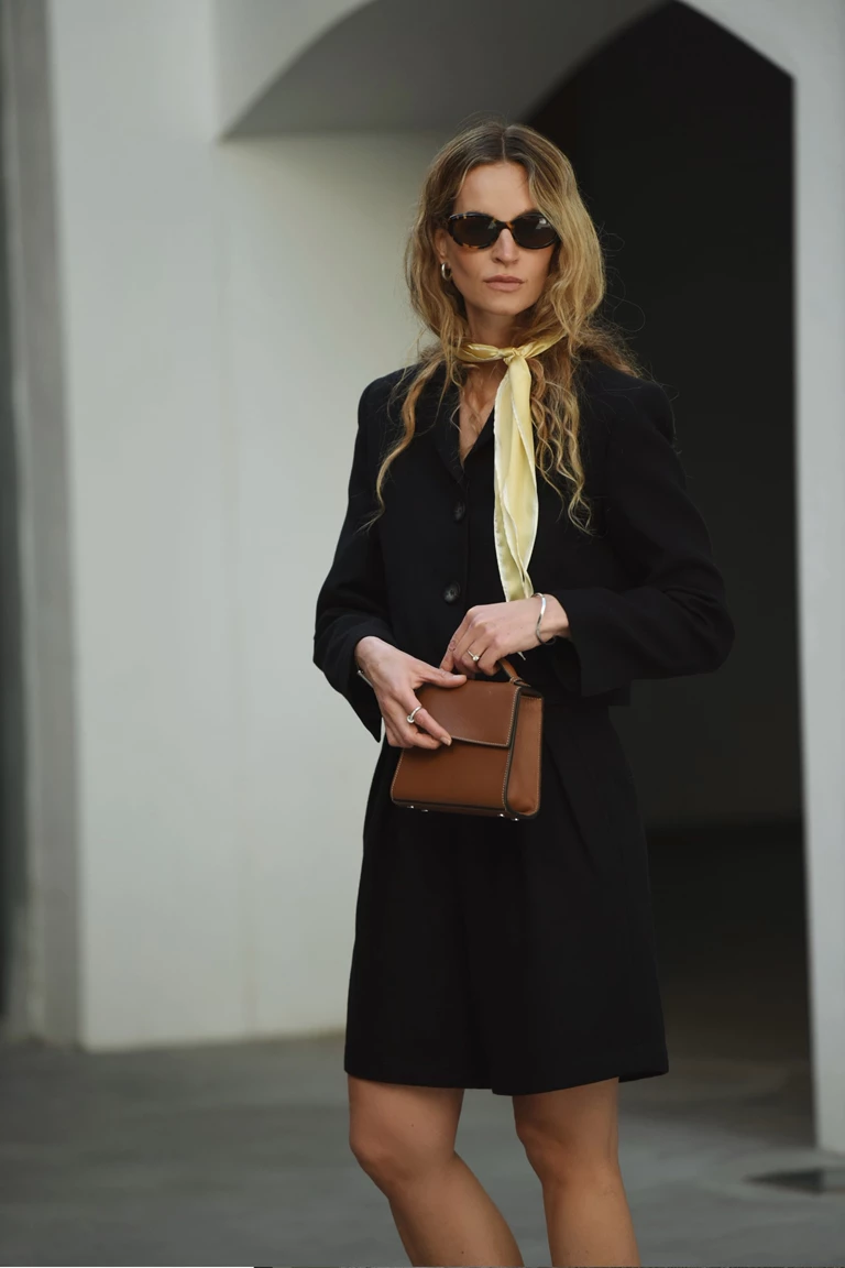 Tara Black Wool Crop Jacket