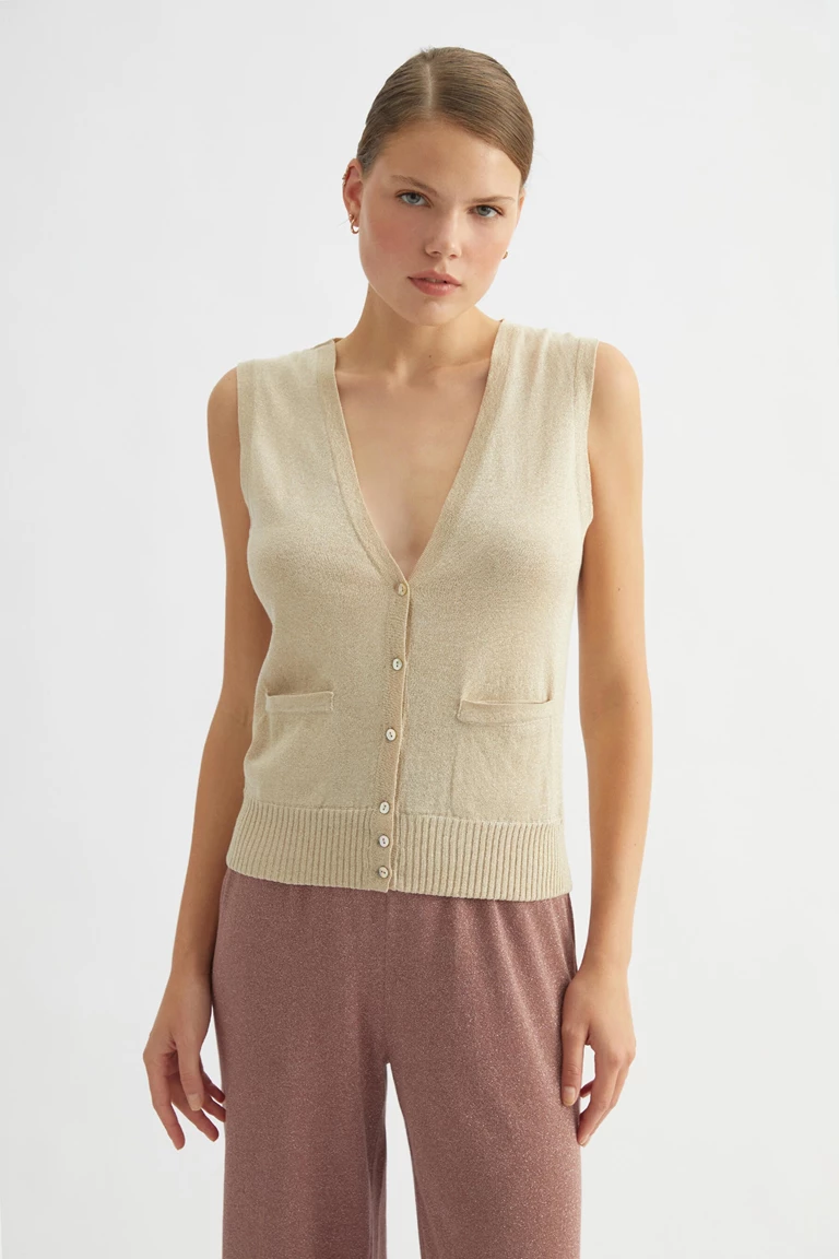 Beige Knitted Vest