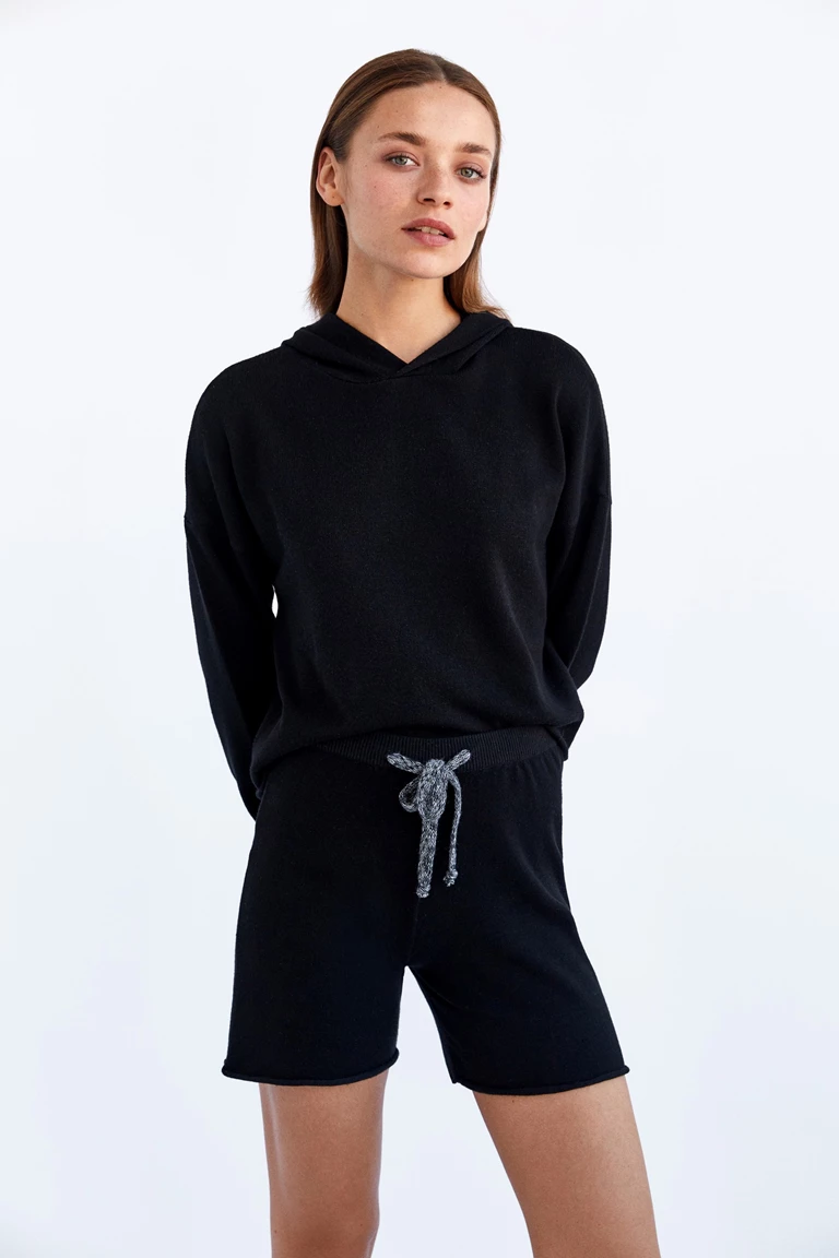 Black Knit Shorts