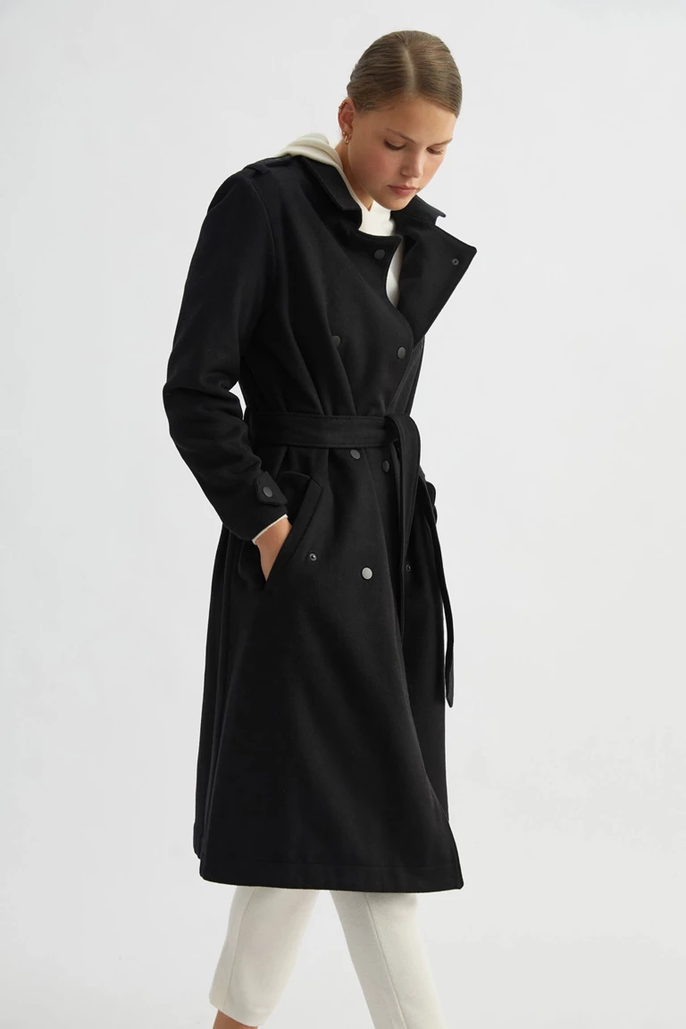 Black Wool Trench Coat