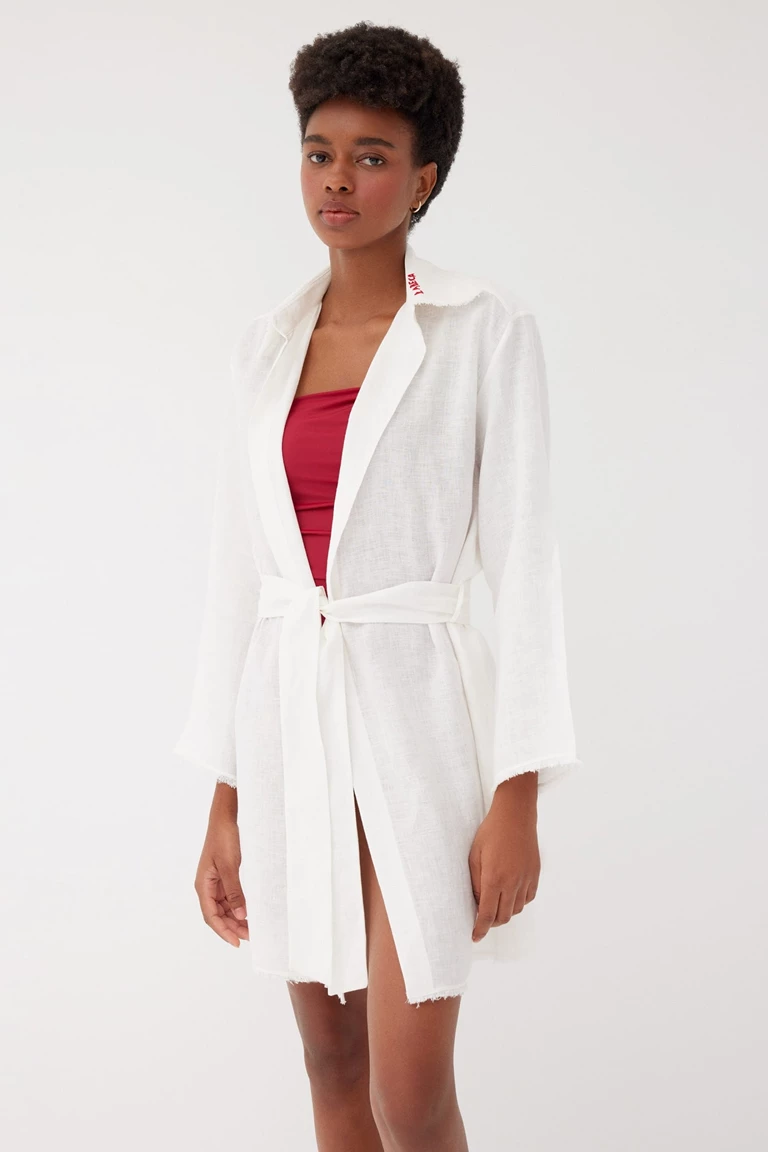 Blake White Linen Mini Kaftan