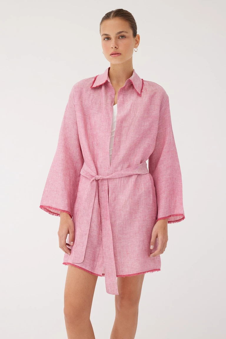 Blake Rose Linen Mini Kaftan