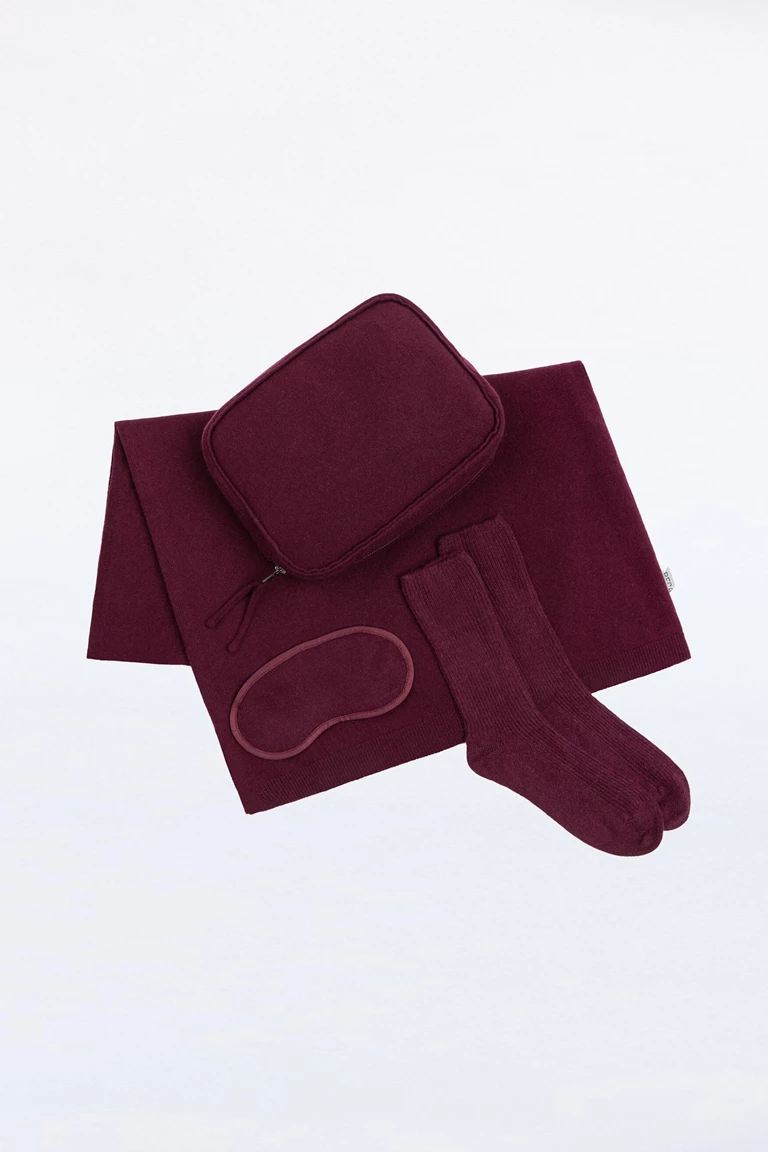 Bordeaux Cashmere Travel Set