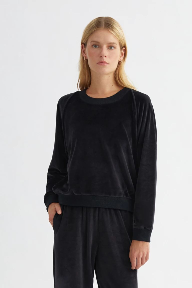 Anthracite Grey Velvet Sweater