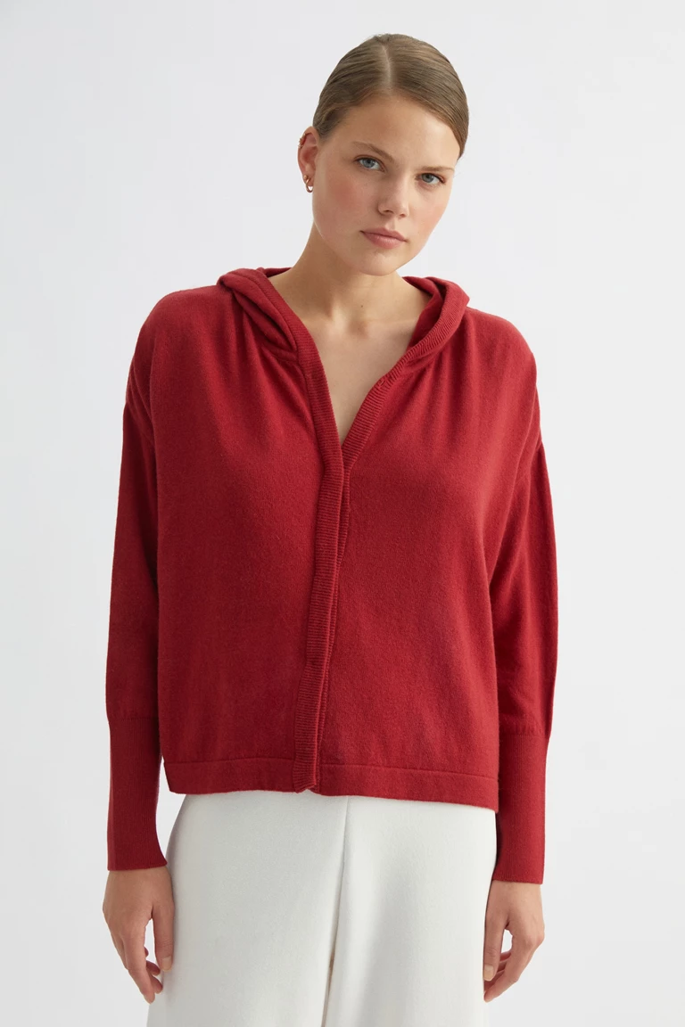 Cherry Hidden-Button Cashmere-Blend Hoodie