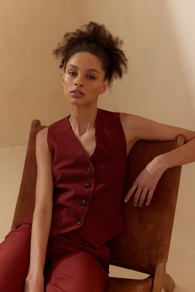 Maroon Button Up Vest