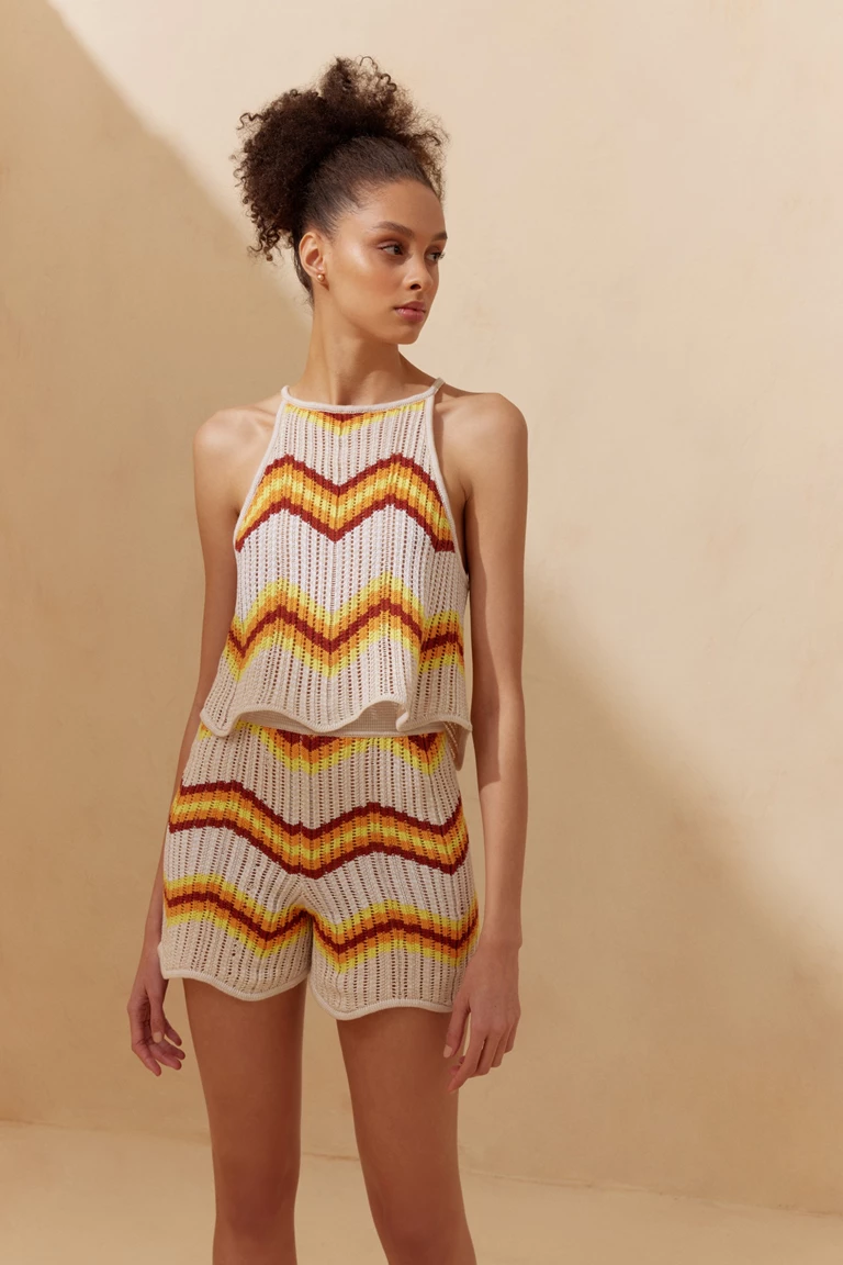 Sunset Crocheted Halter Neck Top