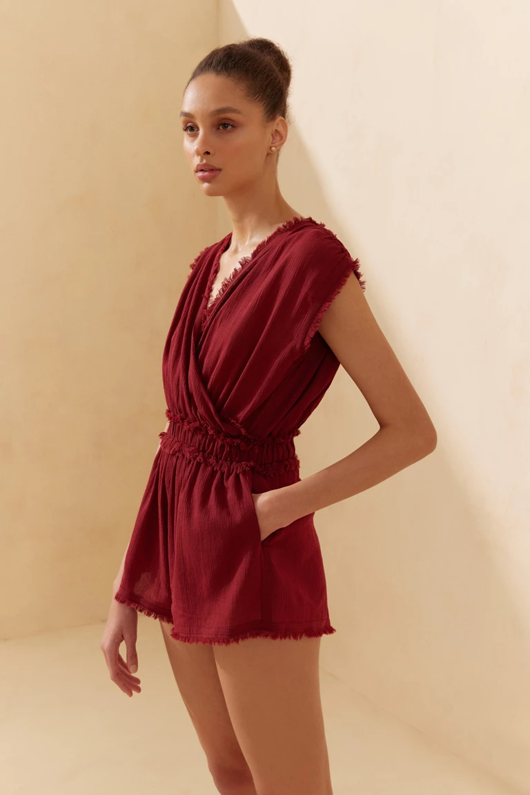 Cranberry Sleeveless Romper