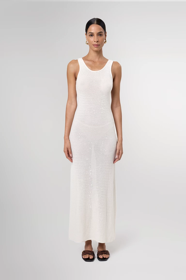 Daisy Off White Ribbed Maxi Dress