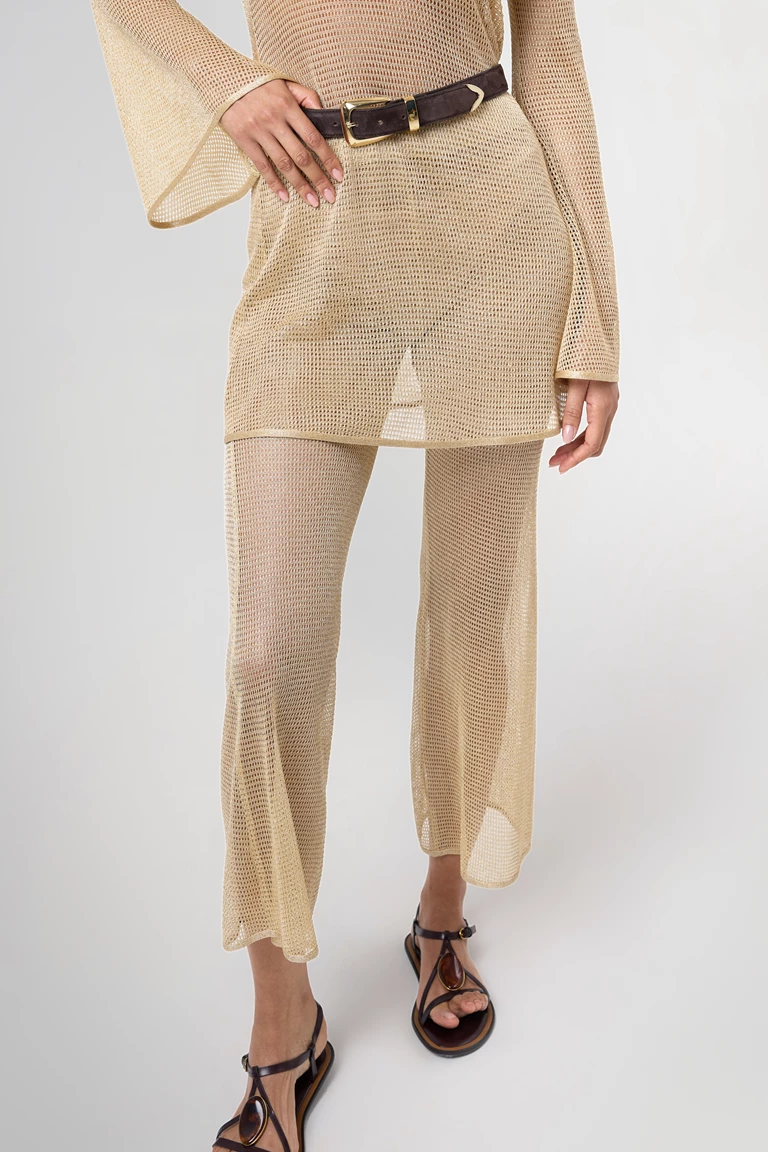Giselle Gold Sheer Knit Pants