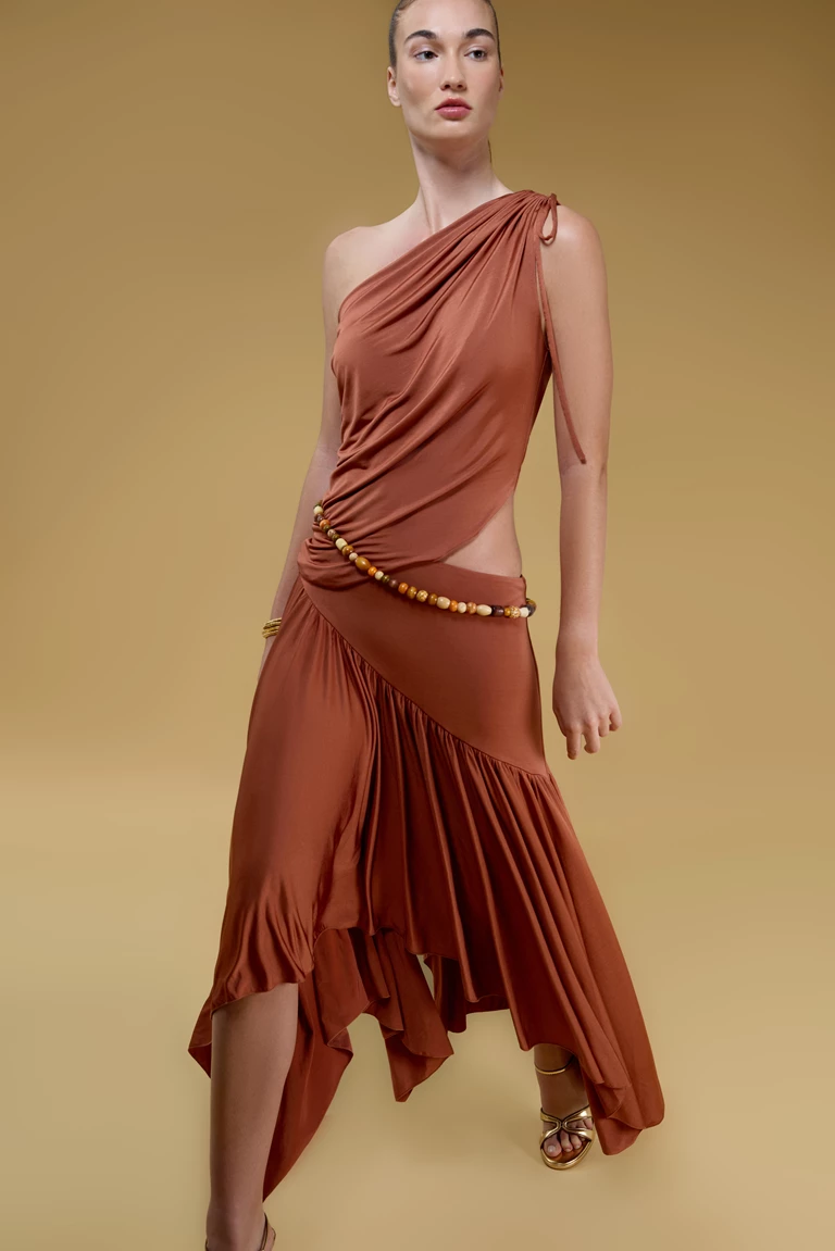 Hera Cut Out Asymetrical Jersey Maxi Dress