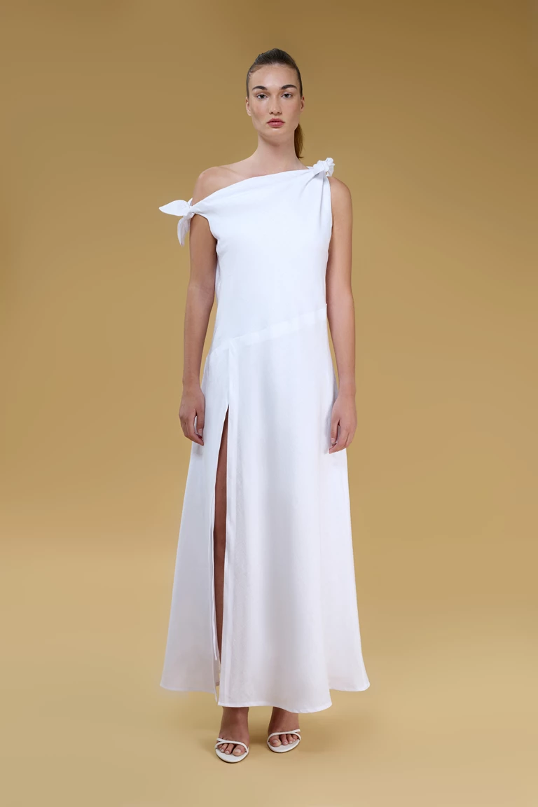 Valeria Off Shoulder Maxi Linen Dress