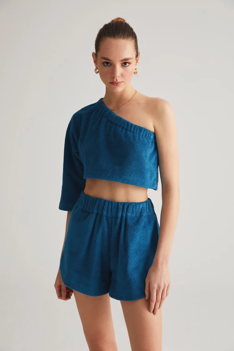 Sea Blue Terry One Sleeve Top