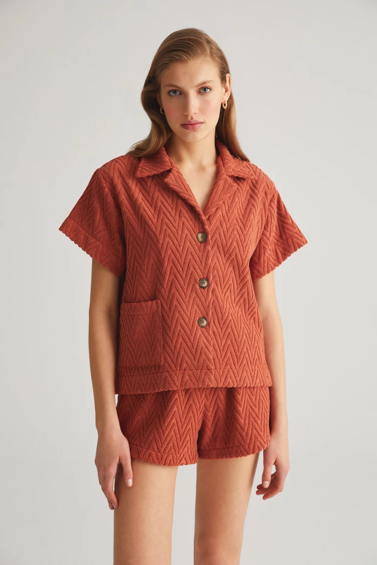 Terracotta Zig Zag Terry Shirt