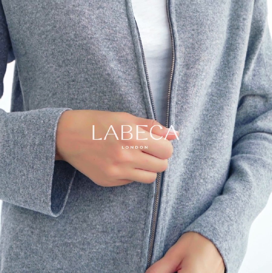 Grey Zip Up Wool Cardigan - £77.00 | Labeca London - Labeca London