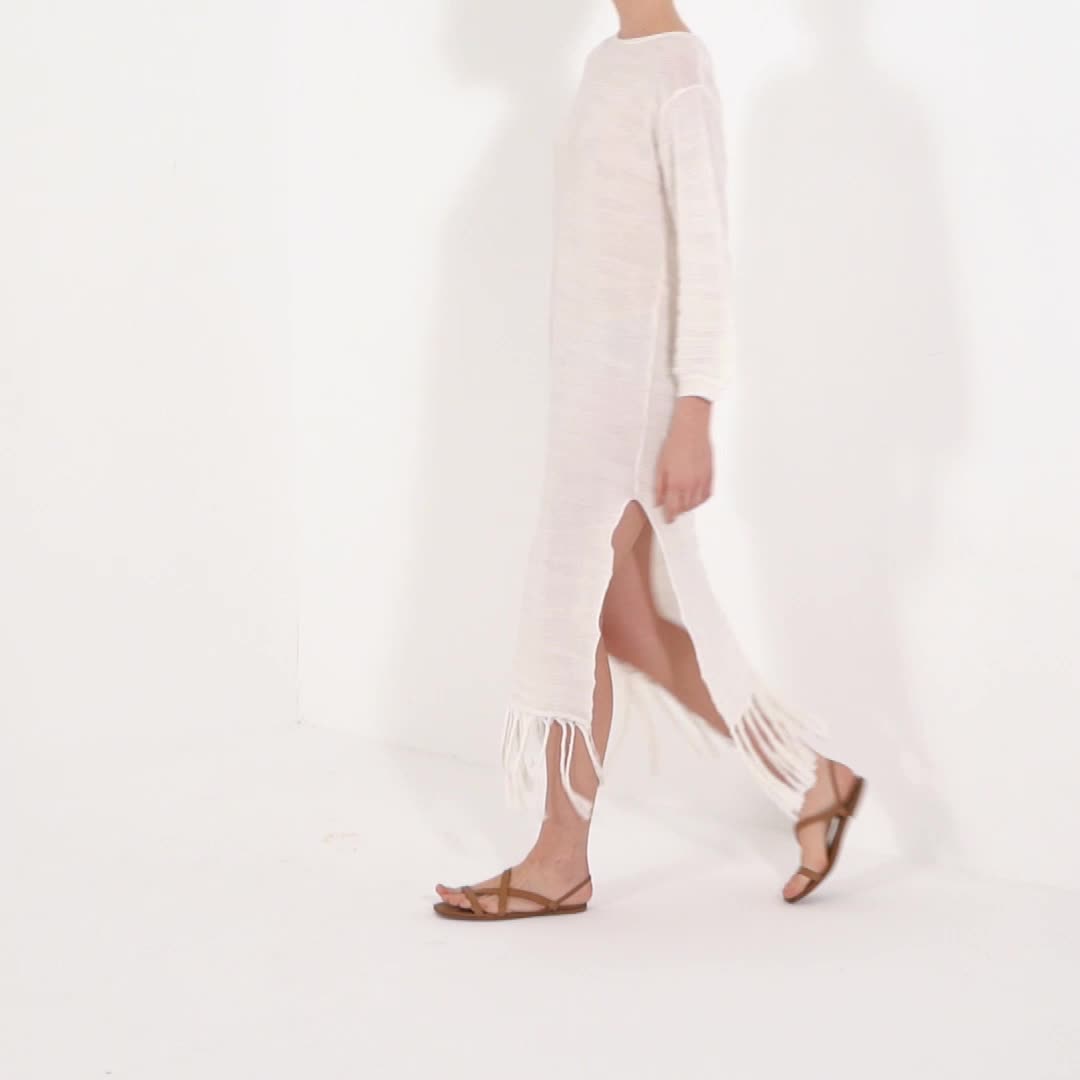 White Fringe Maxi Dress