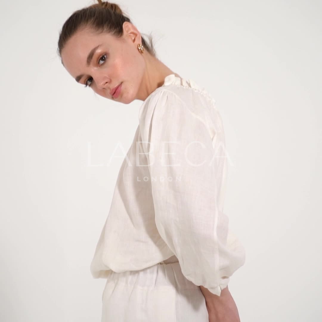 White One Sleeve Linen Top